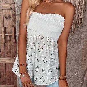 SOLD SHEIN white eyelet lace tube top